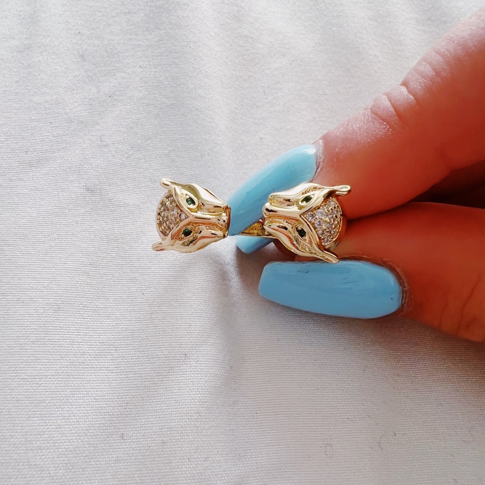 cheetah leaped jaguar ring luxurious gold adjustable